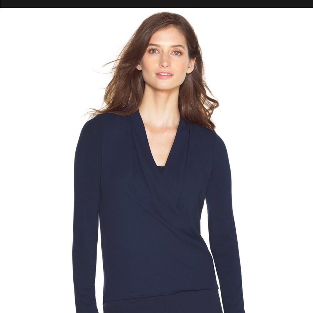 Whbm Double Layer Surplice Top -Euc Size Medium - image 3